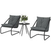 Outdoor Bistro Set, 3 Piece Patio Furniture Set with 2 C Spring Chairs and Round Table for Balcony, Light Grey