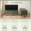 Storage Ottoman Bench, Linen-Look Upholstered Seat, 264 LBS Capacity, End of Bed Bench, Green