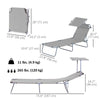 Outdoor Lounge Chair, Adjustable Folding Chaise Lounge, Tanning Chair with Sun Shade for Beach, Camping, Hiking, Backyard, Light Grey