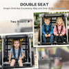 2 Seat Bike Trailer for Kids 2-in-1 Double Baby Stroller with Handbrake, Rubber Wheels, 5 Point Harness, Waterproof Cover, Storage Bag, Reflectors, Grey