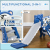 Qaba 3 in 1 Slide for Toddlers, Kids Slide Playset with Basketball Hoop, Climber, for 18-36 Months, Blue