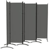 6 Panel Folding Room Divider, UV30+ Privacy Screen, Indoor Outdoor Privacy Panel with Stable Base, Dark Grey