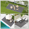 Reversible Outdoor Rug, Waterproof Plastic Straw RV Rug with Carry Bag, 9' x 18', Black and White Clover
