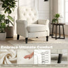 Accent Chair, Mid-Century Modern Armchair with Thick Padded Seat, Spring Cushion, Solid Wood Legs, Cream