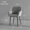 Dining Chairs Set of 2, Velvet-look Fabric Upholstered Kitchen Chairs with Backrest, Armrests and Steel Legs, Cream White