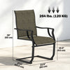 C Spring Motion Patio Chairs Set of 2 with Curved High Backrest, Armrest, All Weather Breathable Fabric, Metal Frame, Brown