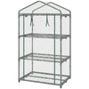 3 Tier Mini Greenhouse, Portable Outdoor Flower Stand with Shelf Clips, Indoor Greenhouse with Plastic Cover and Steel Frame, Transparent, 27
