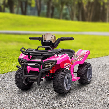 6V Kids ATV Quad, 4 Wheeler Battery Powered Electric Ride on Car with Music, Forward, for Boys and Girls Ages 18-36 Months, Pink