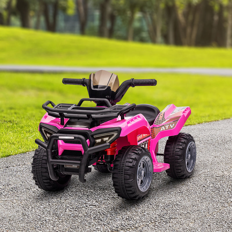 6V Kids ATV Quad, 4 Wheeler Battery Powered Electric Ride on Car with Music, Forward, for Boys and Girls Ages 18-36 Months, Pink