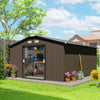 11' x 13'Garden Storage Shed w/ Foundation Kit Metal Tool Storage House w/ Double Doors, Brown
