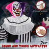 5.7FT Life Size Halloween Decoration, Animated Clown with Sound Activated, Light Up Eyes, Motion, Laugh