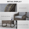 Outdoor Wicker Rocking Chair, PE Rattan Porch Rocker with Cushions, Grey