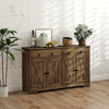 Kitchen Sideboard Cabinet with 2 Drawers, 4 Barn Doors and 2 Adjustable Shelves, Buffet Table for Living Room, Tan