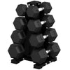Soozier Hex Dumbbell Weight Set with Vertical Rack, 180lbs Rubber-Coated Dumbbells with Non-Slip Handles