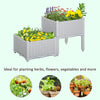 2 Piece Raised Garden Bed PP Raised Flower Bed Vegetable Herb Grow Box Stand Light Grey