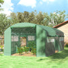 19.5' x 10' x 7.5' Tunnel Greenhouse with 3 Roll-Up Doors and Large Mesh Windows, Galvanized Steel Frame, Wind Resistant
