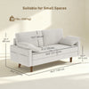 3 Seater Sofa, Velvet Upholstered Couch with Spring Cushions, Rubber Wood Legs and 2 Pillows