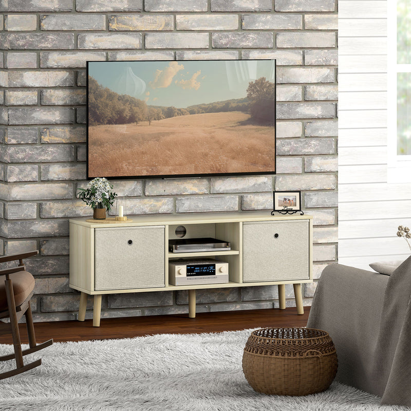 Modern TV Stand Cabinet with Foldable Drawers and Shelves for Living Room, Bedroom, White