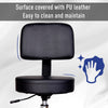 PU Leather Adjustable Rolling Stool, Round Swivel Drafting Stool with Back, Wheels, Black