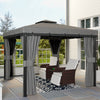 10' x 10' 2-Tier Outdoor Gazebo Canopy Tent with Zippered Mesh Sidewalls, Aluminum Frame for Patio, Backyard