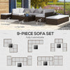 9 Pieces Wicker Patio Furniture Set with Cushion, Light Grey