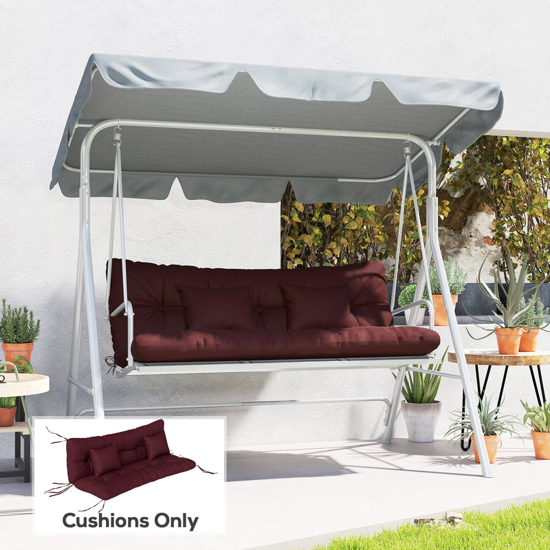 4-Piece Back and Seat Cushion Pillows Replacement and Pillows, Patio Chair Cushions Set with Ties, Wine Red