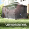 10' x 13' Double Roof Patio Gazebo, Outdoor Gazebo with Curtains, for Garden, Lawn, Backyard and Deck, Grey