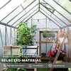 6' x 12' x 6.5' Walk-in Greenhouse, Polycarbonate Greenhouse with Adjustable Roof Vent, Base, Sliding Door, Charcoal Grey
