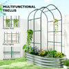 Galvanised Raised Garden Bed with Arched Trellis, 5 x 3 x 6ft Metal Outdoor Planter Box with Open Bottom, Silver