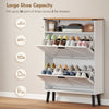 Shoe Storage Cabinet with 2 Flip Drawers, Farmhouse Narrow Shoe Cabinet, Holds Up to 16 Pairs, White