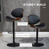 Bar Stools Set of 2, Modern PU Leather Adjustable Swivel Barstools with Curved Back, Footrest and Steel Base, Black