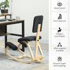 Ergonomic Kneeling Chair, Rocking Wood Kneel Stool with Backrest for Improve Posture, Back Pain, Black