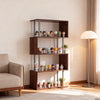 5-Tiers Geometric Wooden Bookcase S-Shaped Storage Bookshelf Display with Metal Frame for Living Room, Bedroom, Home Office, Walnut