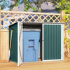 Outdoor Steel Wheelie Trash Can, Storage Shed With Double Door & Lid Rubbish Cover for 2 Trash Cans