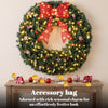 Artificial Xmas Wreath, 48 Inch Pre-Lit Christmas Wreath with 200 LED Lights, Lighted Bow and 31 Ornament Set, Green
