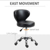 Adjustable Swivel Salon Stool with Backrest and Wheels, Office & Living Room Chair, Synthetic Leather, Black
