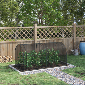 8' x 4' Crop Cage, Garden Plant Protector, with 2 Zippered Doors and 6 Ground Stakes, for Garden, Yard, Lawn, Black