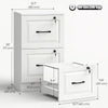 2 Drawer File Cabinet with Lock, Vertical Filing Cabinet with Adjustable Hanging Bars for A4 and Letter Size, White