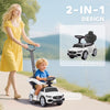 Qaba Licensed Mercedes-Benz Push Car for Toddlers, 2-in-1 Sliding Walking Car with Push Handle, Horn, Guardrail, White