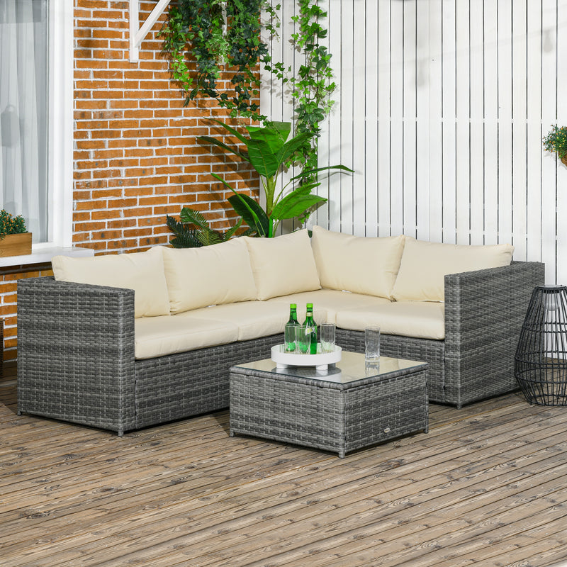 3 Pieces Rattan Wicker Outdoor Conversation Furniture Set w/ Loveseats Coffee Table Cushions for Garden, Patio