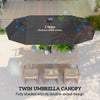 10ft Double-Sided Patio Umbrella with 35 LED Lights, 12 ribs, Extra Large Outdoor Parasol with Twin Canopy, Dark Grey