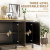 Sideboard, Buffet Cabinet with Doors and Adjustable Shelves for Living Room, Entryway, Black and Natural