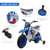 Kids Dirt Bike Battery-Powered Ride-On Electric Motorcycle with Charging 12V Battery, Training Wheels Blue
