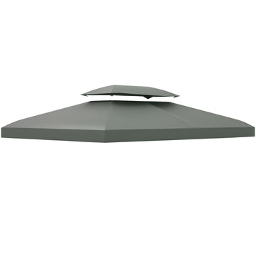 13' x 10' Gazebo Replacement Canopy 2 Tier Top UV Cover Pavilion Garden Patio Outdoor, Deep Grey (TOP ONLY)