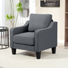 Armchair, Modern Accent Chair with Pocket Spring, Linen Upholstered, Thick Padded, Charcoal Grey