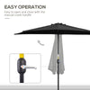 9ft Half Round Umbrella Outdoor Patio Garden Balcony Parasol Window Sun Shade w/ 5 Ribs Black