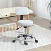 Adjustable Rolling Stool with Removable Backrest, Faux Leather Swivel Stool Chair for Salon Spa, Bar, Massage, White