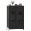 Shoe Cabinet with Louvered Doors, Modern Shoe Storage Cabinet with Drawer and Adjustable Shelves, Black