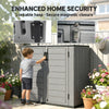 33 Cu.ft Plastic Outdoor Storage Shed, Storage Cabinet Tool Box with Lockable Double Doors and Flip-Top Lid Light Grey