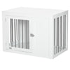 2-in-1 Dog Cage and Side Table, with Two Lockable Doors, for Medium Dogs - White